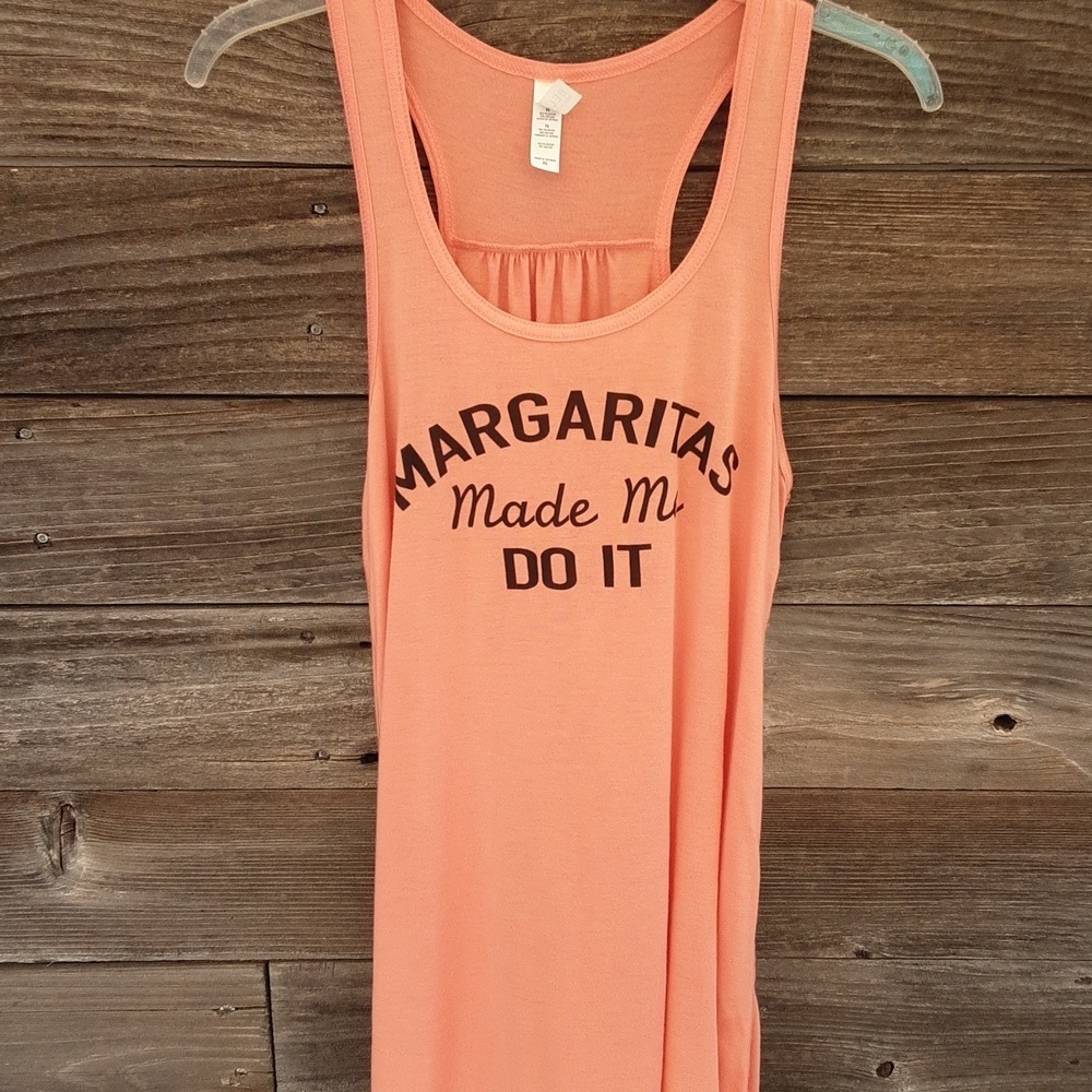Bella Canvas peach tank top 'Margaritas made me do it' size XL